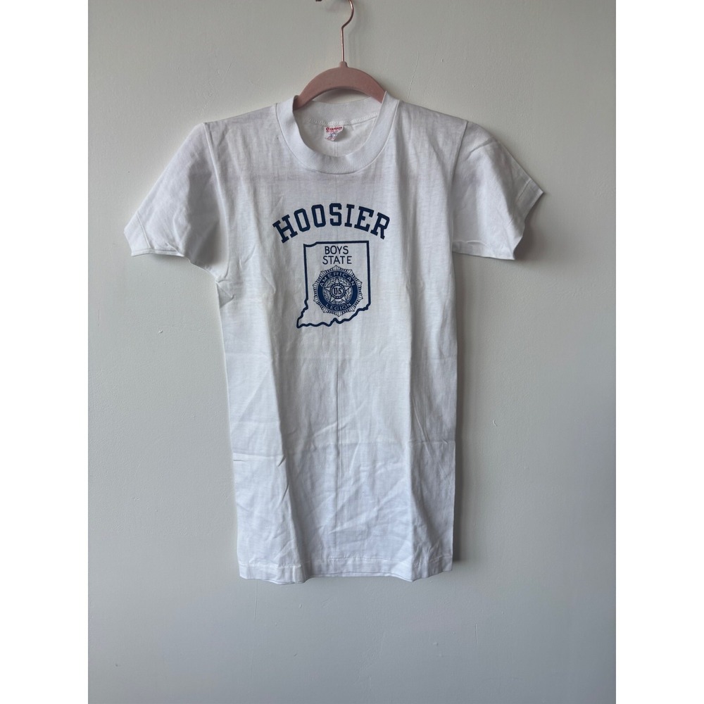 Vintage 60s Champion Indiana Hoosier Boys State American Legion White T-Shirt XS